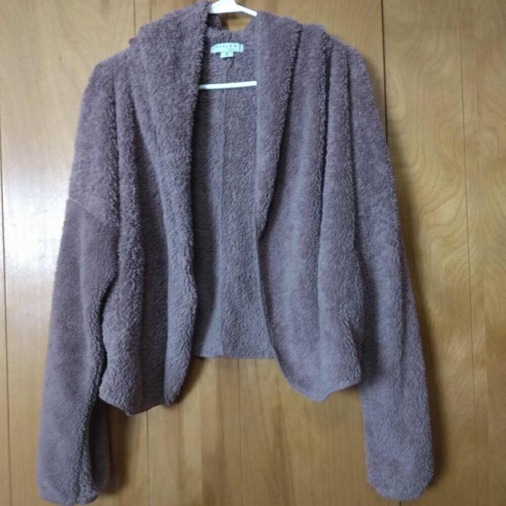 FAVLUX Fashion Size Small Hooded Open Front Super Soft Mauve Cardigan Casual
